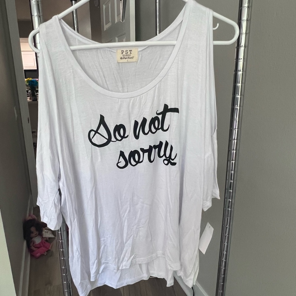 Rayon/spandex cold shoulder t shirt
